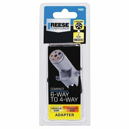 REESE TOWPOWER Trailer Wiring Adapter, 6-Pole, Plastic Housing Material, Black 74605